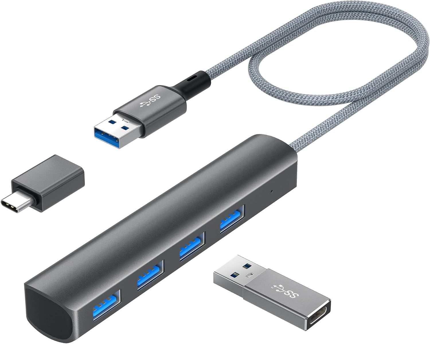 Hub USB 3.0 à 4 ports avec adaptateur USB-C