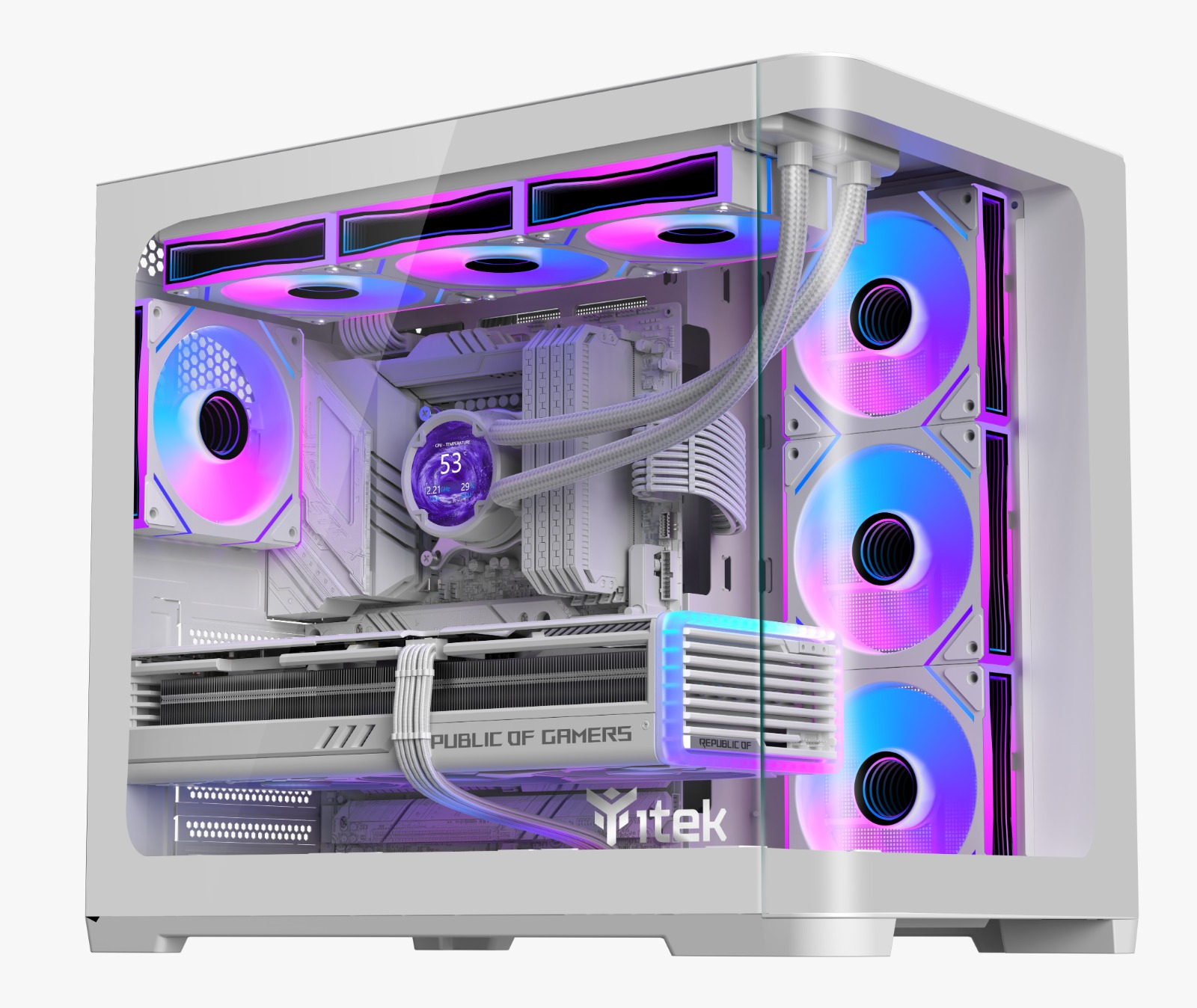 ITek Dark Cave Curved Tower PC - White