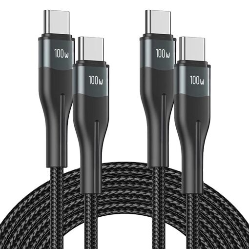 2 câbles USB-C vers USB-C rapides 100W pour la série Samsung Galaxy A et S - Noir 1 mètre - E.F.Connection