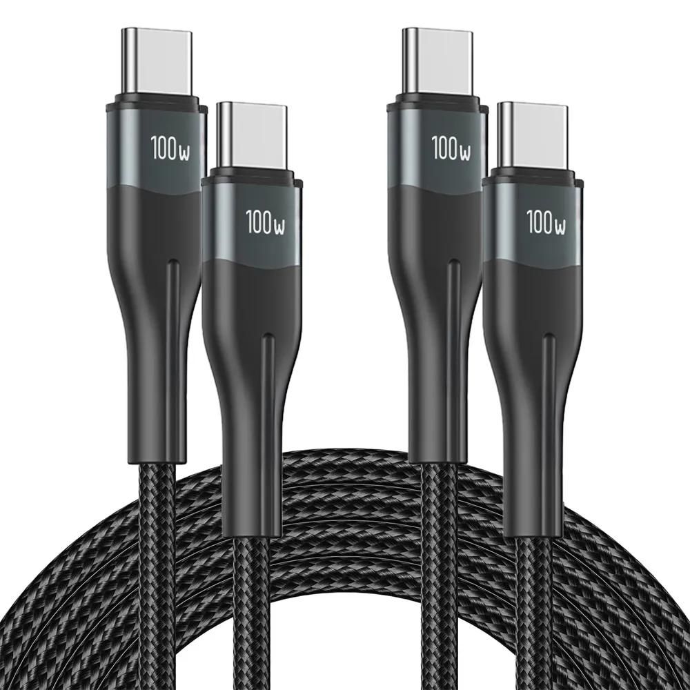 2x USB-C to USB-C 100W Fast Cable for Samsung Galaxy A Series and S Series - Black 1 Meter - E.F.Connection