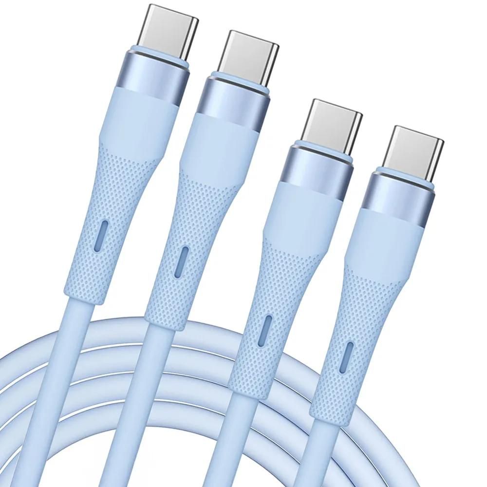 2 Câbles de charge USB-C vers USB-C rapides 60W pour la série Samsung Galaxy A - 1 mètre Bleu - E.F.Connection