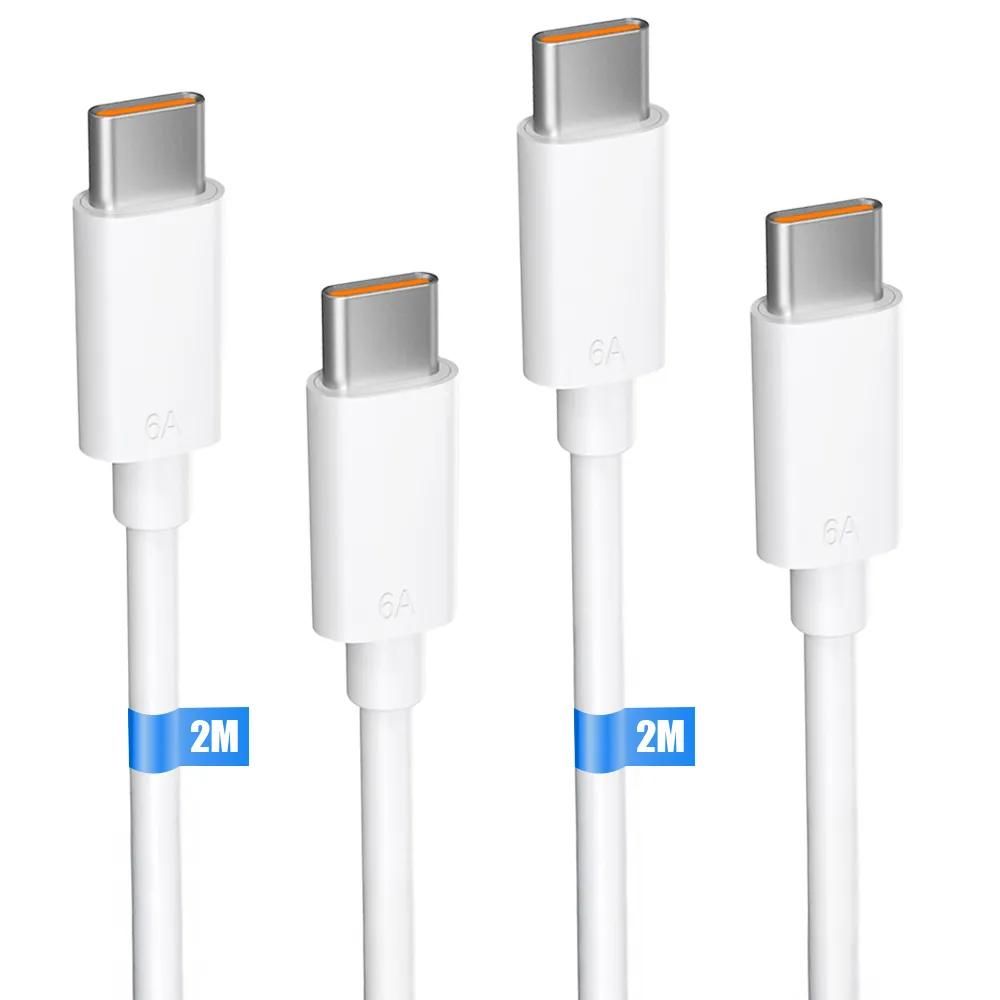 Lot de 2 câbles USB-C vers USB-C E.F.Connection, 65W, chargeur rapide 6A pour Redmi 13C, 14C, Note 14, Note 13 4G/5G, Note 12, 11/11S - Blanc 2m