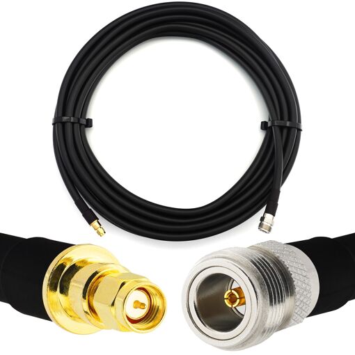 Cable coaxial flexible de 7 metros, conector SMA macho a N hembra, 50 ohmios - HF400 (equivalente LMR400 UF UltraFlex) para señal móvil LTE CDMA GSM DCS 4G 5G 6G