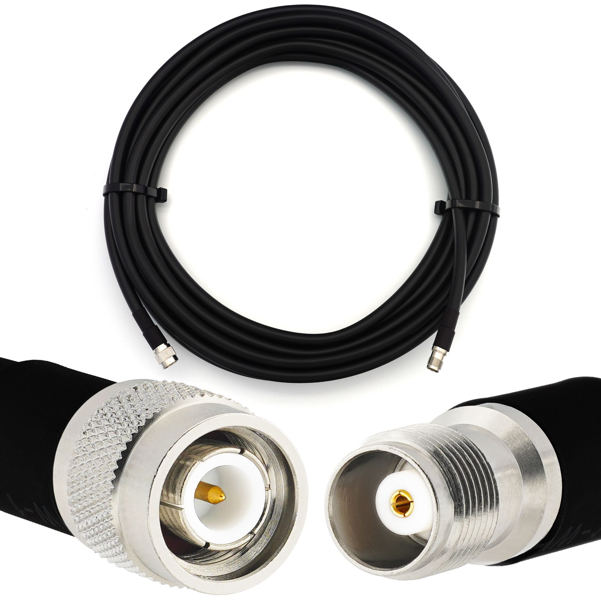 15m TNC Male to Female Coaxial Cable - HF400 Flexible 50 Ohm Extension (Equivalent LMR400 UF UltraFlex) for RF Antennas / HAM Radio / CB / Wireless