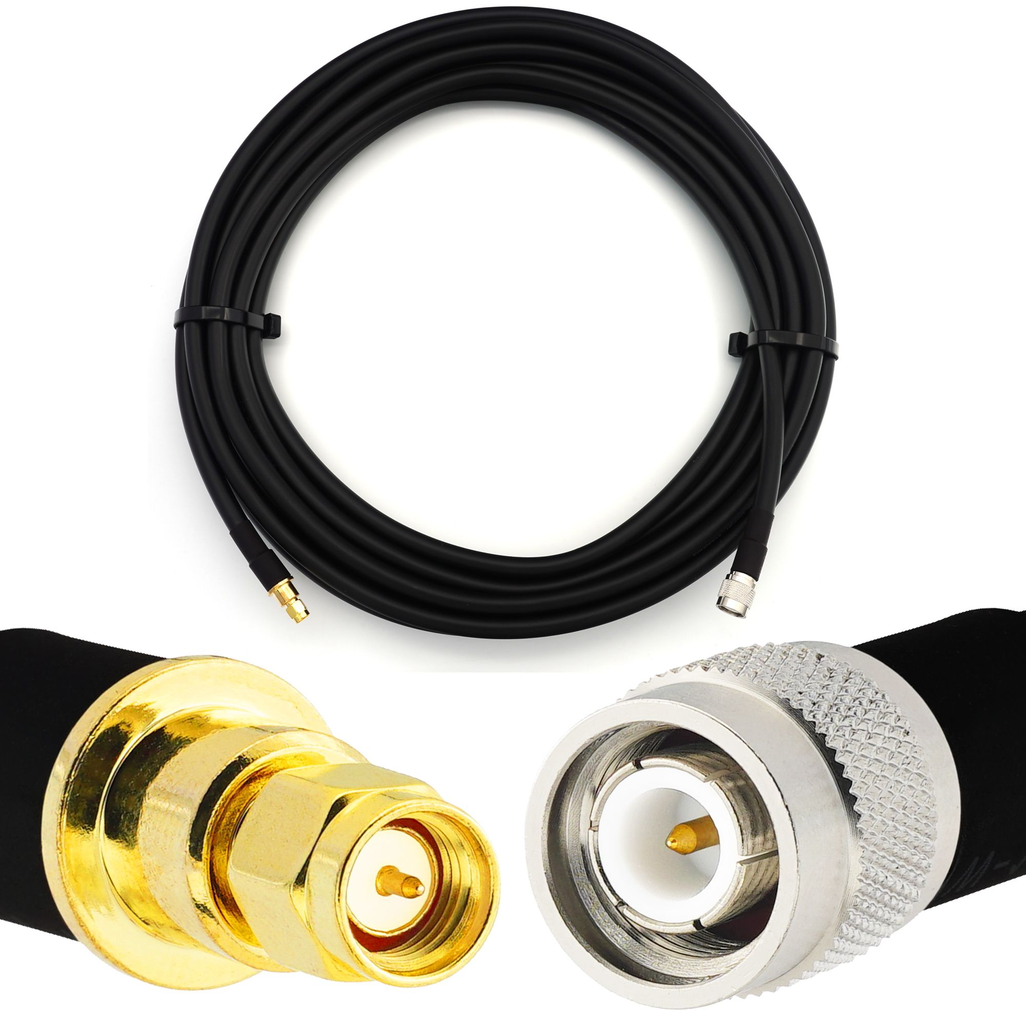 15m TNC Male to SMA Male Coaxial Cable - HF400 Flexible 50 Ohm Extension (Equivalent LMR400 UF UltraFlex) for RF Antennas / HAM Radio / CB / Wireless