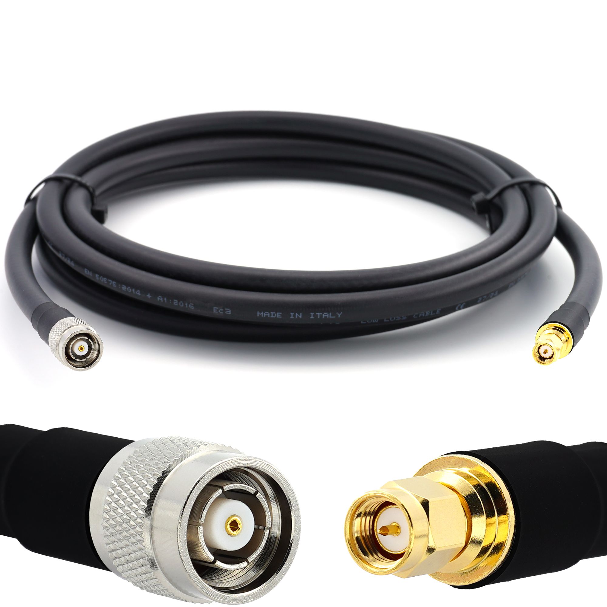 7m RP-TNC Male to SMA Male Coaxial Cable - HF400 Flexible 50 Ohm Extension (Equivalent LMR400 UF UltraFlex) for WiFi LTE CDMA GSM DCS 4G 5G 6G Mobile Wireless Router Antenna