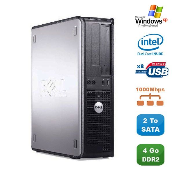 Dell Optiplex 760 DT PC - Intel Dual Core E5200, 2.5GHz, 4GB DDR2, 2TB SATA, XP Pro