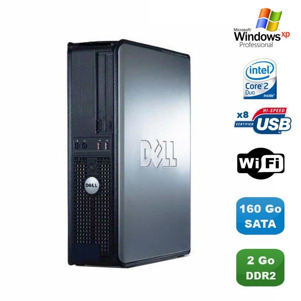 Dell Optiplex 760 DT Desktop Computer - Intel Core 2 Duo E8400, 3GHz, 2GB RAM, 160GB HDD, WiFi, XP Pro