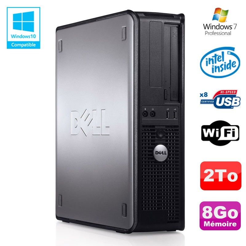 Dell Optiplex 780 DT Desktop - Intel E7500 2.93GHz, 8GB RAM, 2000GB HDD, WiFi, Windows 7 Pro