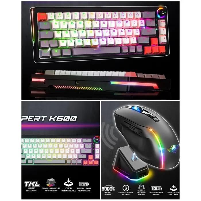 Spirit Of Gamer XPERT K600 Wireless Mechanical Keyboard - 68 Keys - 8000 DPI - ELITE M50 Mouse - RGB
