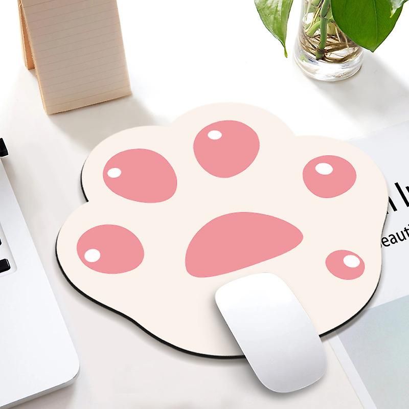 Ynong Cat Pattern Mouse Pad (1 Piece, Pink/White Paws, 28 x 25 mm)