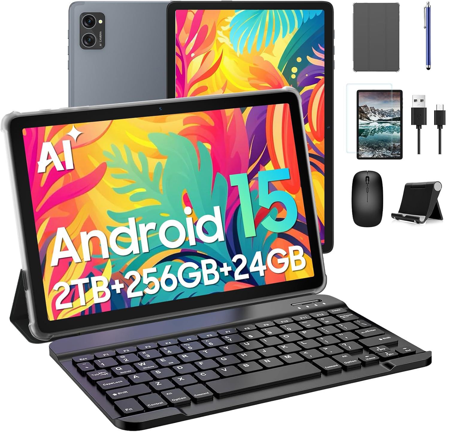 Tablet BESTTAB T20 de 10,1 pulgadas, 24 GB + 256 GB - 2 TB de almacenamiento, Android 15, batería de 5000 mAh, WiFi 6