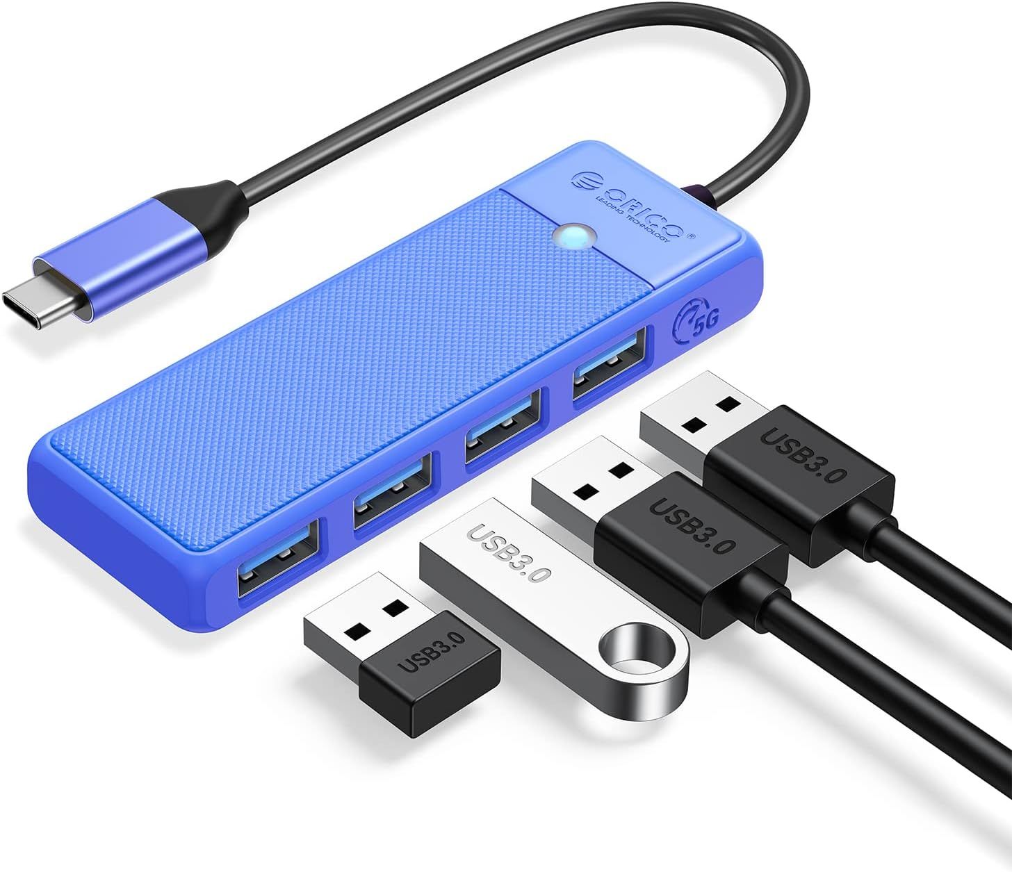 USB C 4-Port Hub, High-Speed USB 3.0 Adapter for Laptop and More