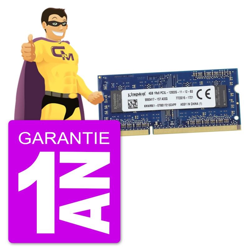 4GB DDR3 SODIMM 1600MHz PC3L-12800S Kingston Memory (9995417-157.A00G)