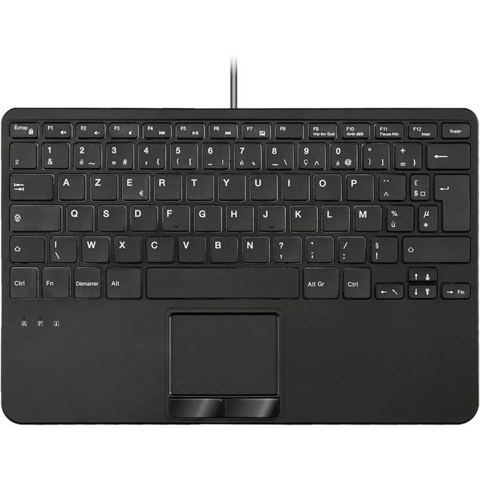Underscore Mini USB Wired Keyboard - Perixx PERIBOARD-525 H - AZERTY - Membrane Keypad - 2 x USB 2.0 Hubs