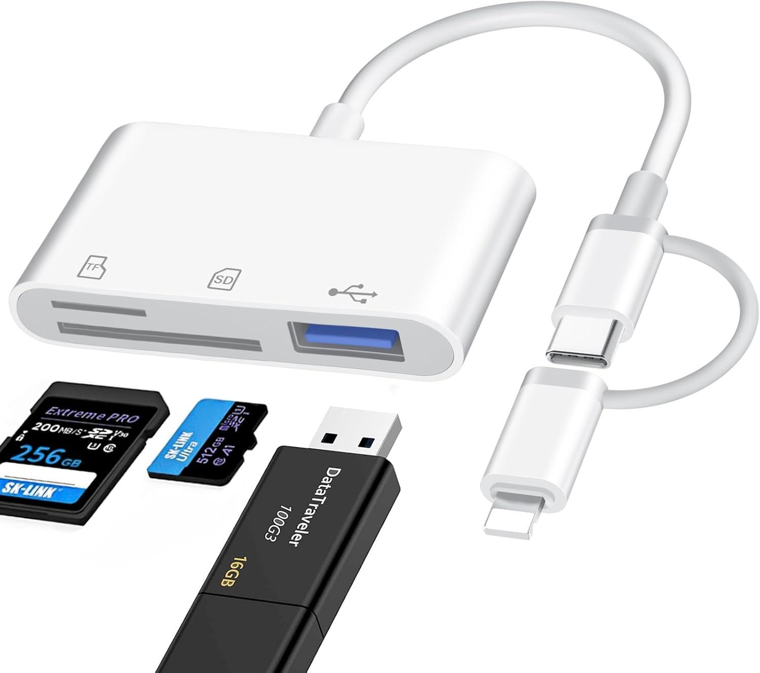 Lecteur de carte SD NSIECD pour iPhone, [certifié Apple MFi] lecteur 3 en 1 pour iPhone et iPad
