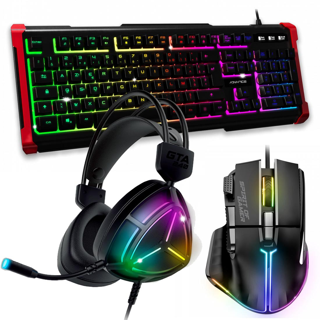 Kit de Juego Battle Royale 3 en 1 HND Advance GTA 240: Teclado, Auriculares y Ratón para XB1 X/S, PS4, PS3 y PC