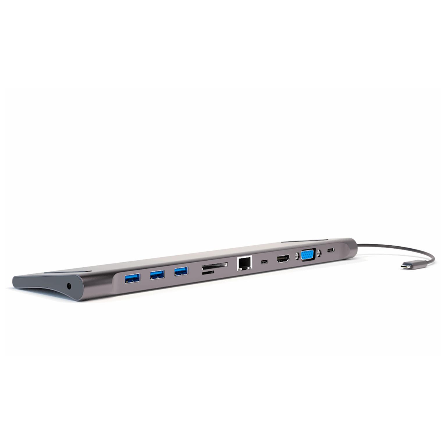 4smarts 11-in-1 USB 3.2 Gen 1 (3.1 Gen 1) Type-A + Type-C Gray