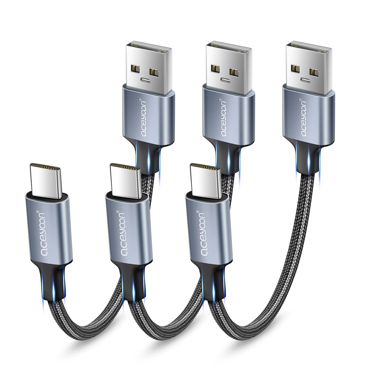 Cable USB C a USB C de 10 cm Kalanka, pack de 3 - Cable corto de carga rápida