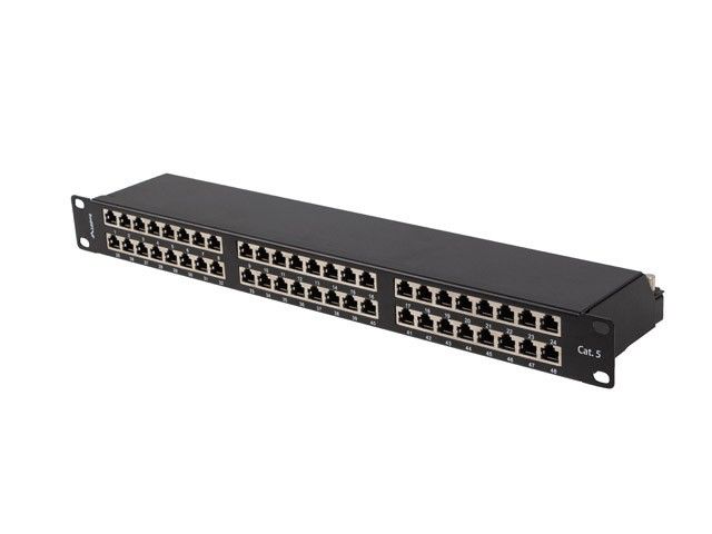Lanberg 48-Port 1U 19 Cat.5e FTP Shielded Patch Panel, Black