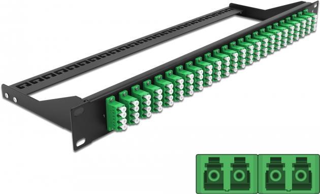 Delock Patch Panel - 24 LC Quad SM Ports - Rack Mountable - Black and Green