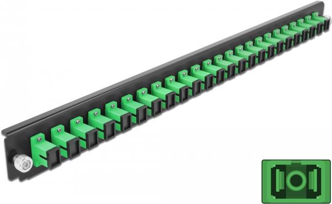 Delock Fiber Optic Splice Box Panel - 19 Inch, 24 SC SM Connections, Black and Green