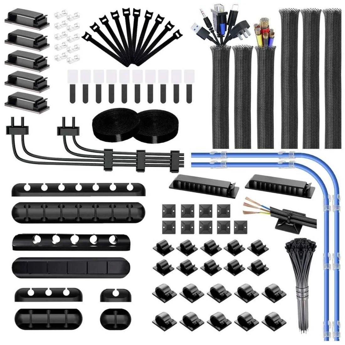 Quadrios Kabelclip Set, Black, 1-40mm Bundle Diameter, 184 Pieces (23CA257)