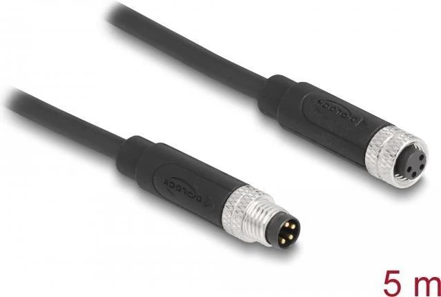 Delock M8 Shielded Patch Cable, 5m, Black