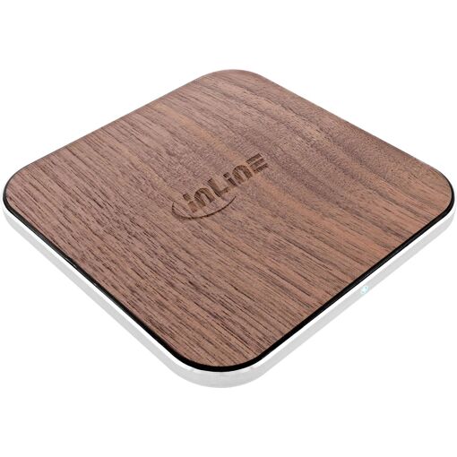 Cargador inalámbrico rápido InLine® Wood Qi