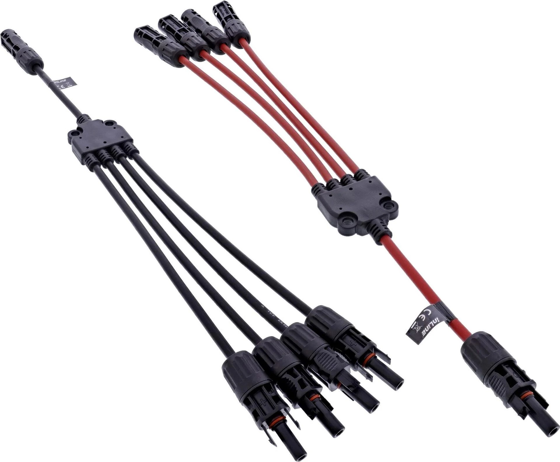 InLine Solar Cable 4-Way Distributor Set, Black/Red, 0.42m (95040)