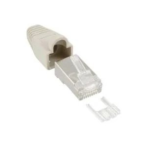 InLine Shielded RJ45 Crimp Plug - Beige - 100 Pack (Bulk)