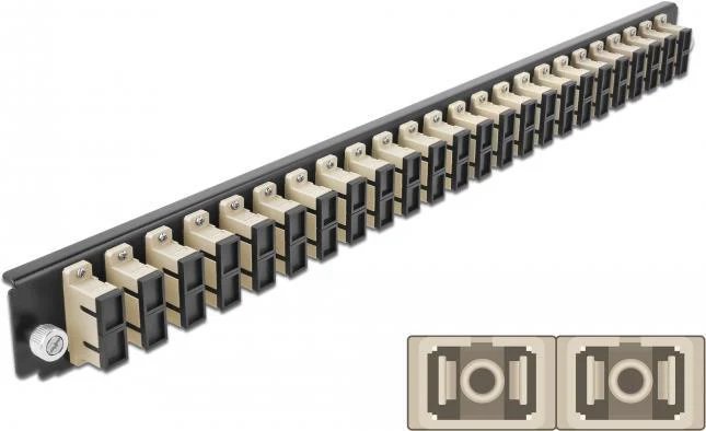 Delock Rack-Mount Front Panel for Fiber Splice Box - SC MM x 24 - Beige - 1U - 19" (48.3 cm) (43365)