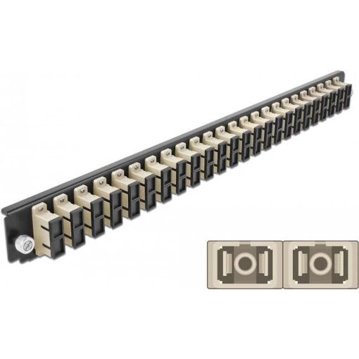 Delock Rack-Mount Front Panel for Fiber Splice Box - SC MM x 24 - Beige - 1U - 19" (48.3 cm) (43365)