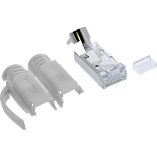InLine Cat.6A Shielded RJ45 Crimp Connectors - 3-Piece Gray Pack of 100 (76016A)