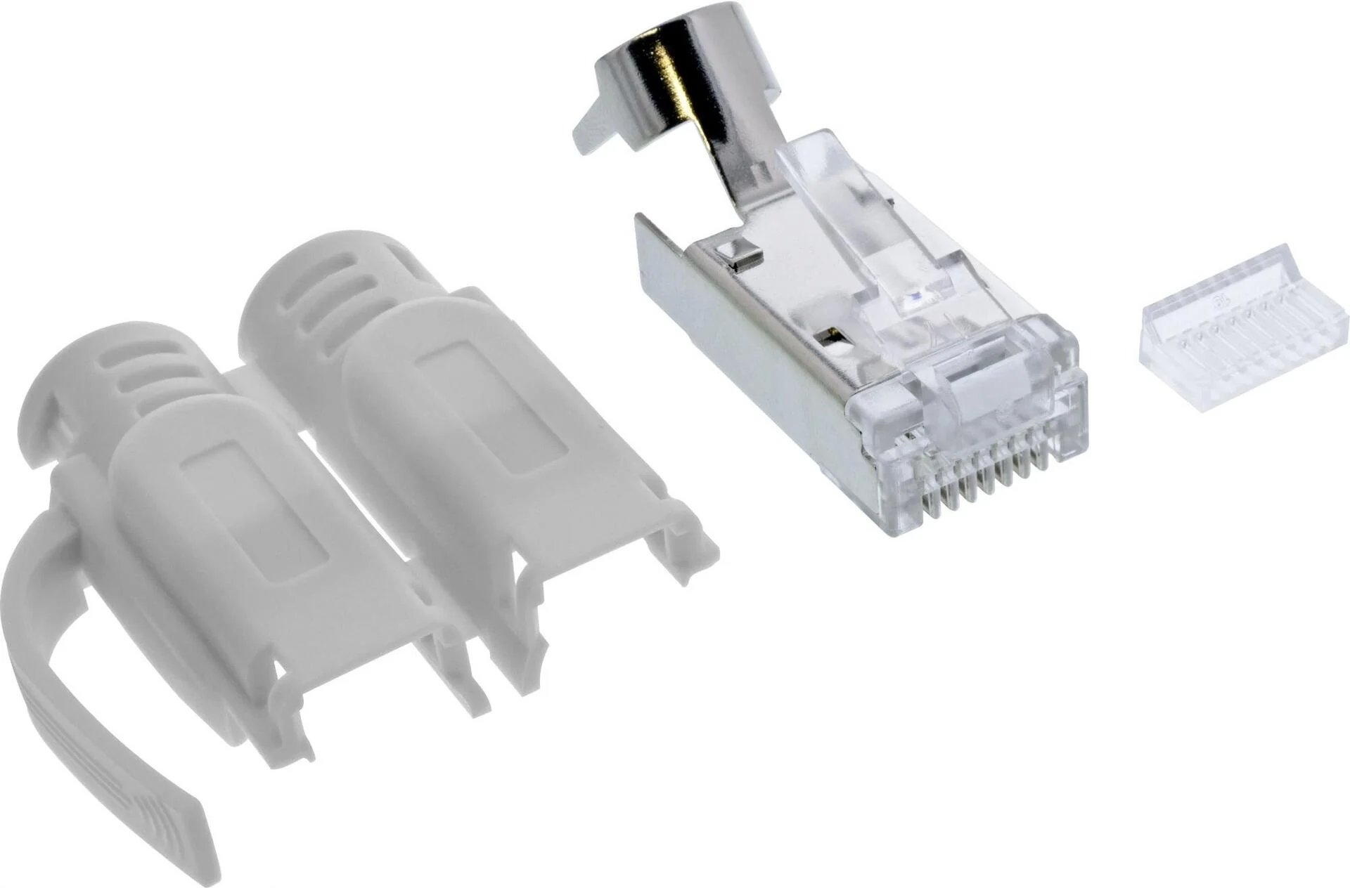 InLine Cat.6A Shielded RJ45 Crimp Connectors - 3-Piece Gray Pack of 100 (76016A)