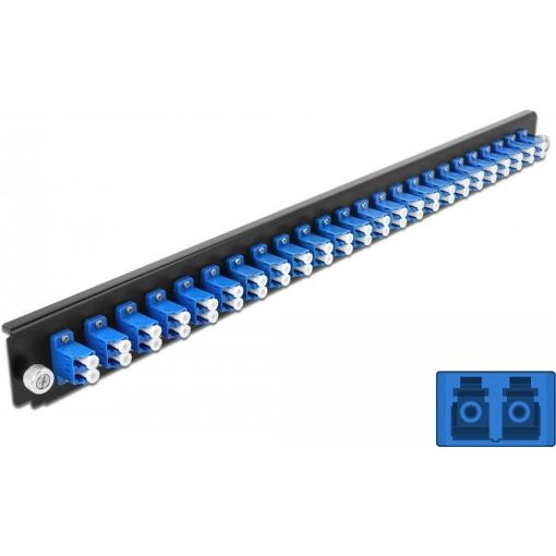 Delock Rack-Mount Fiber Splice Box Front Panel - LC SM X 24 - Blue - 1U - 19in (43357)