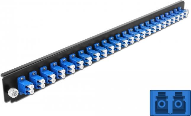 Delock Rack-Mount Fiber Splice Box Front Panel - LC SM X 24 - Blue - 1U - 19in (43357)