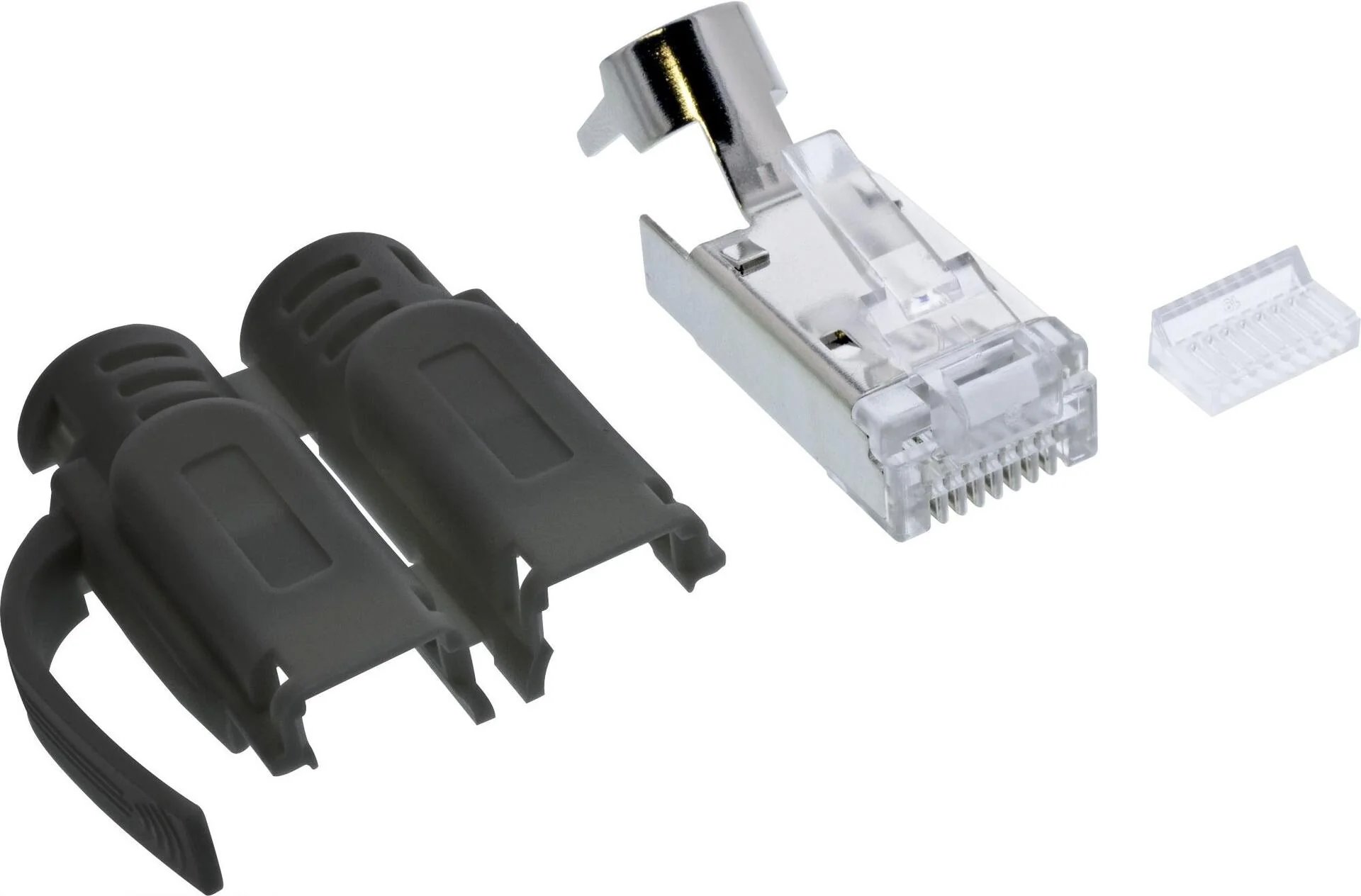 InLine Cat6A Shielded RJ45 Crimp Plug - 3-Piece Black Set (76016S)