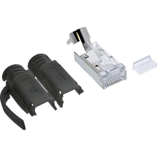 InLine Cat6A Shielded RJ45 Crimp Plug - 3-Piece Black Set (76016S)