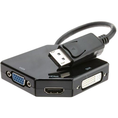 DLH Energy Video Adapter - DisplayPort Male to HD-15 (VGA), DVI-I, HDMI Female - 4K Support