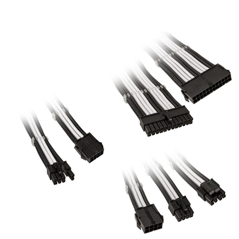 Kolink Core Adept Braided Cable Extension Kit, Black/White