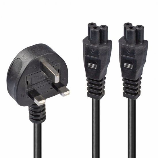 Câble d'alimentation Lindy 30428, Noir, 2,5 m, Prise secteur UK à 2 coupliers IEC C5