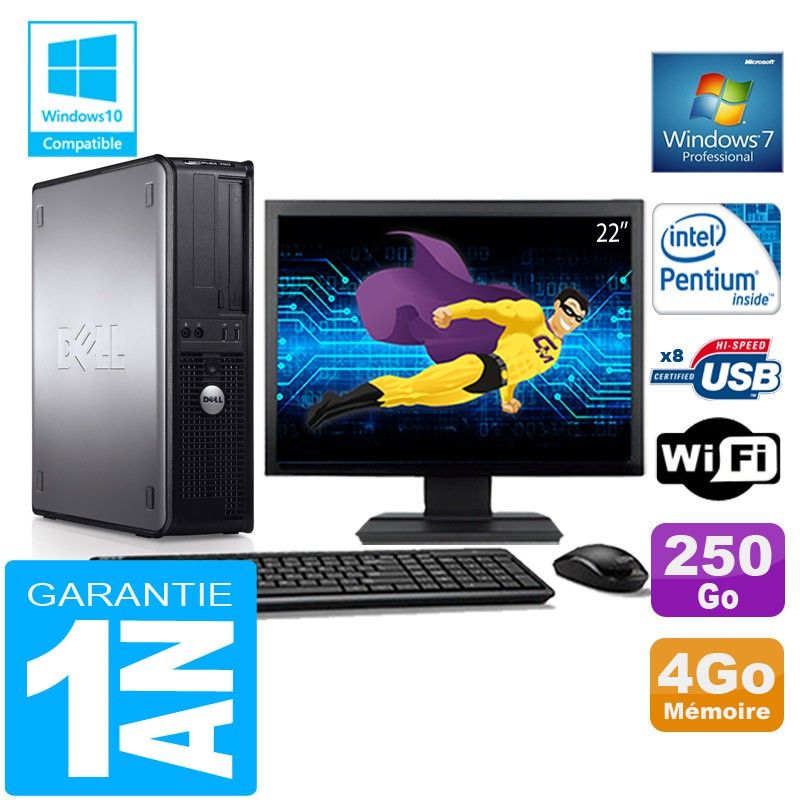 Dell 780 DT Desktop Computer - Intel E5300, 4GB RAM, 250GB HDD, WiFi, Windows 7 Pro