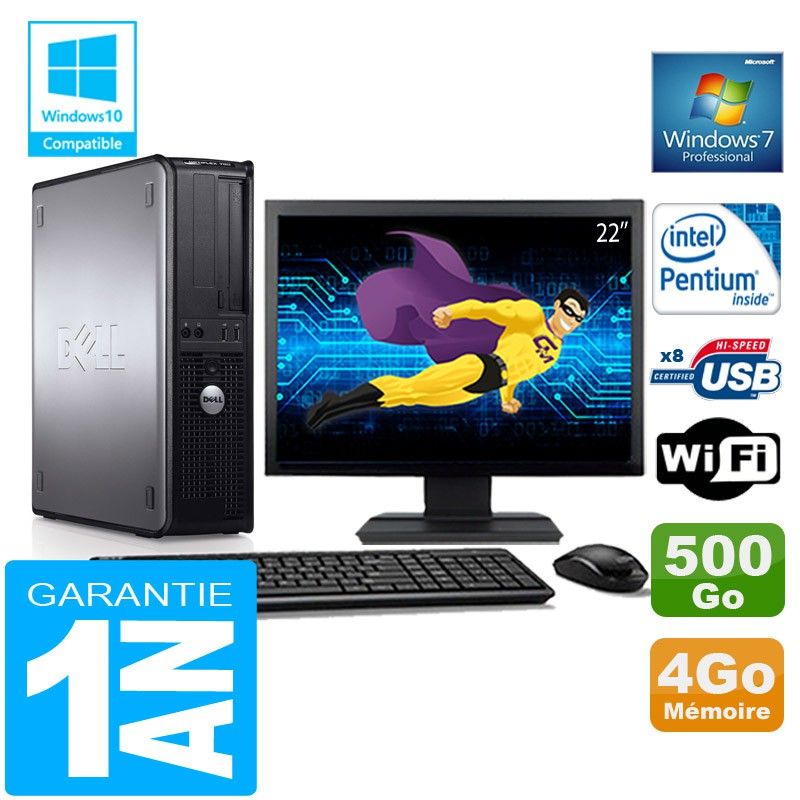 Dell 780 DT Desktop PC - Intel E5300, 4GB RAM, 500GB Hard Drive, WiFi, Windows 7 Pro