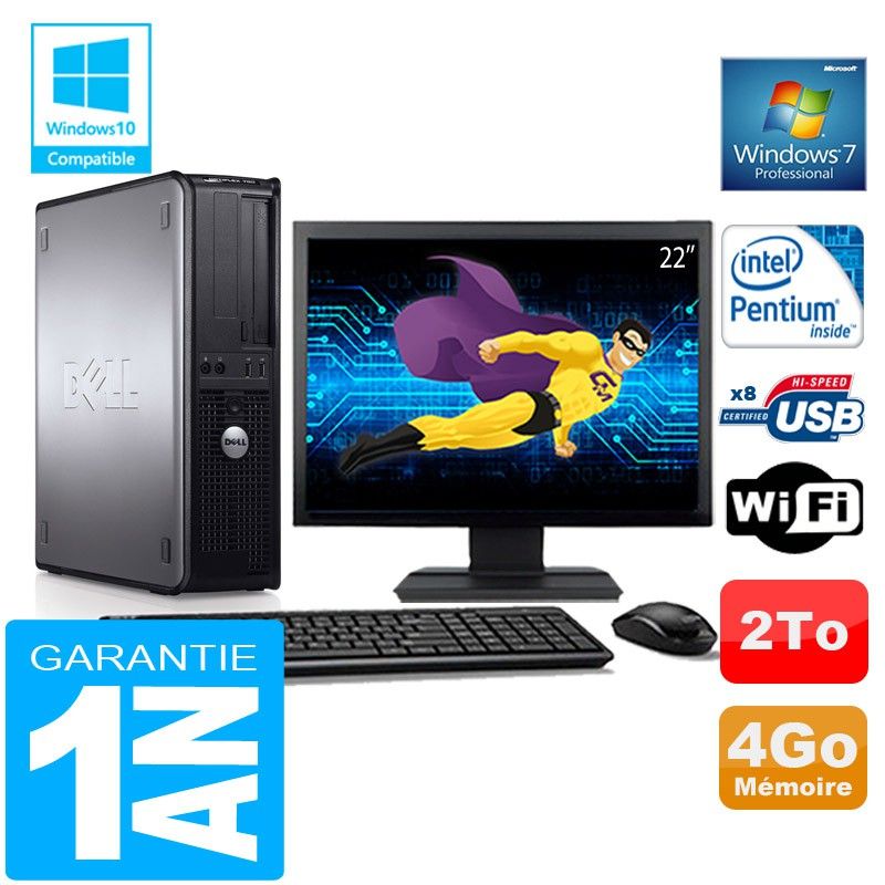 Dell 780 DT Desktop PC - Intel E5300, 4GB RAM, 2TB Hard Drive, WiFi, Windows 7 Pro