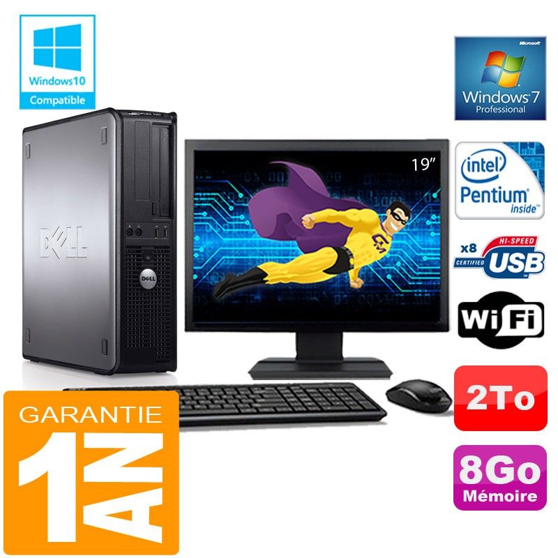 Dell 780 DT Desktop Computer - Intel E5300, 8GB RAM, 2TB Hard Drive, WiFi, Windows 7 Pro