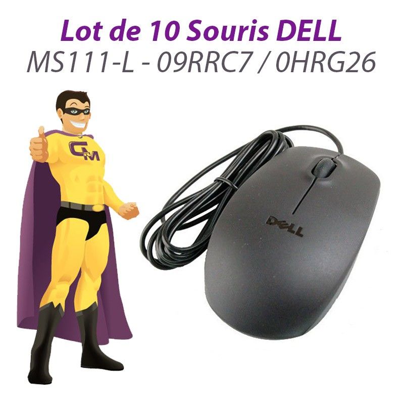 Ratón óptico con cable Dell MS111-L (09RRC7/0HRG26) - Negro, 1000 DPI, 3 botones + rueda, interfaz USB