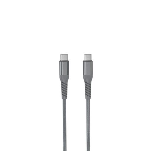 Câble WE USB-C / USB-C mâle / mâle 1m - 60W (3A/20V) USB 2.0 avec corde en nylon et kevlar 400D - Anthracite