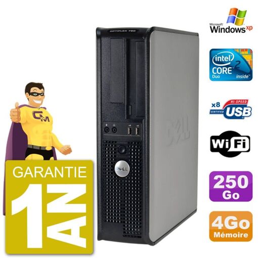 Dell Optiplex 760 DT Desktop PC - Intel E7500, 4GB RAM, 250GB Hard Drive, DVD Burner, WiFi, Windows XP Pro