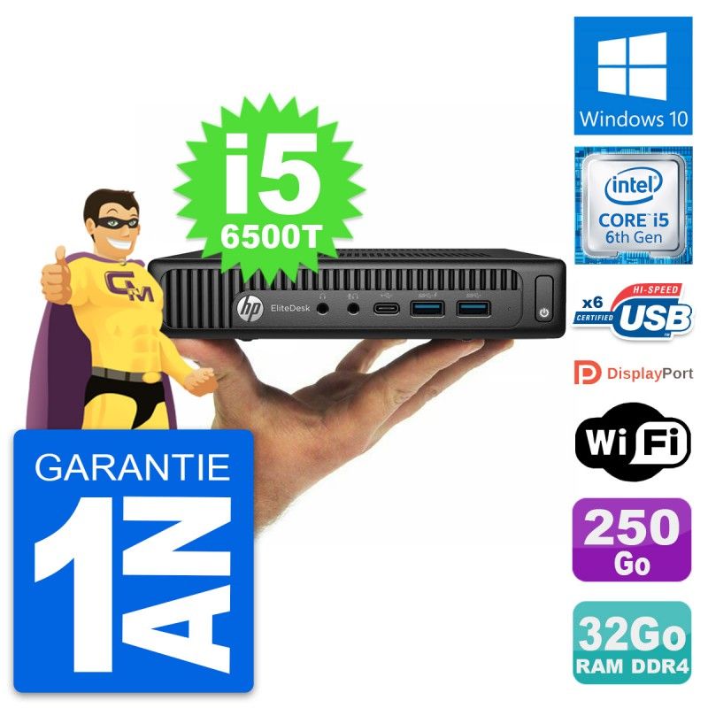 HP Ultra Mini PC 800 G2 DM - Core i5, 32GB RAM, 250GB SSD, Windows 10, WiFi